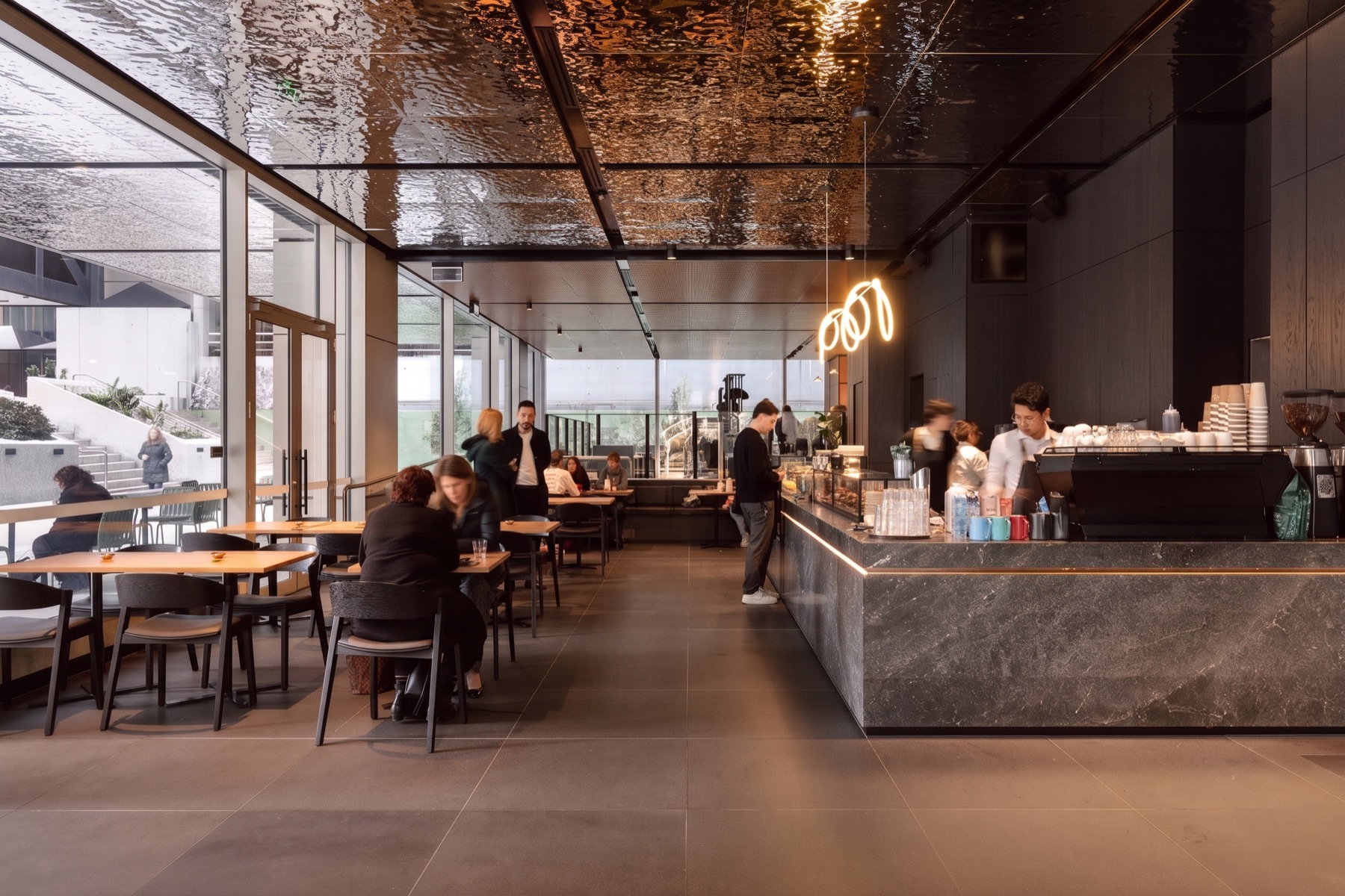 The ground floor cafe trading