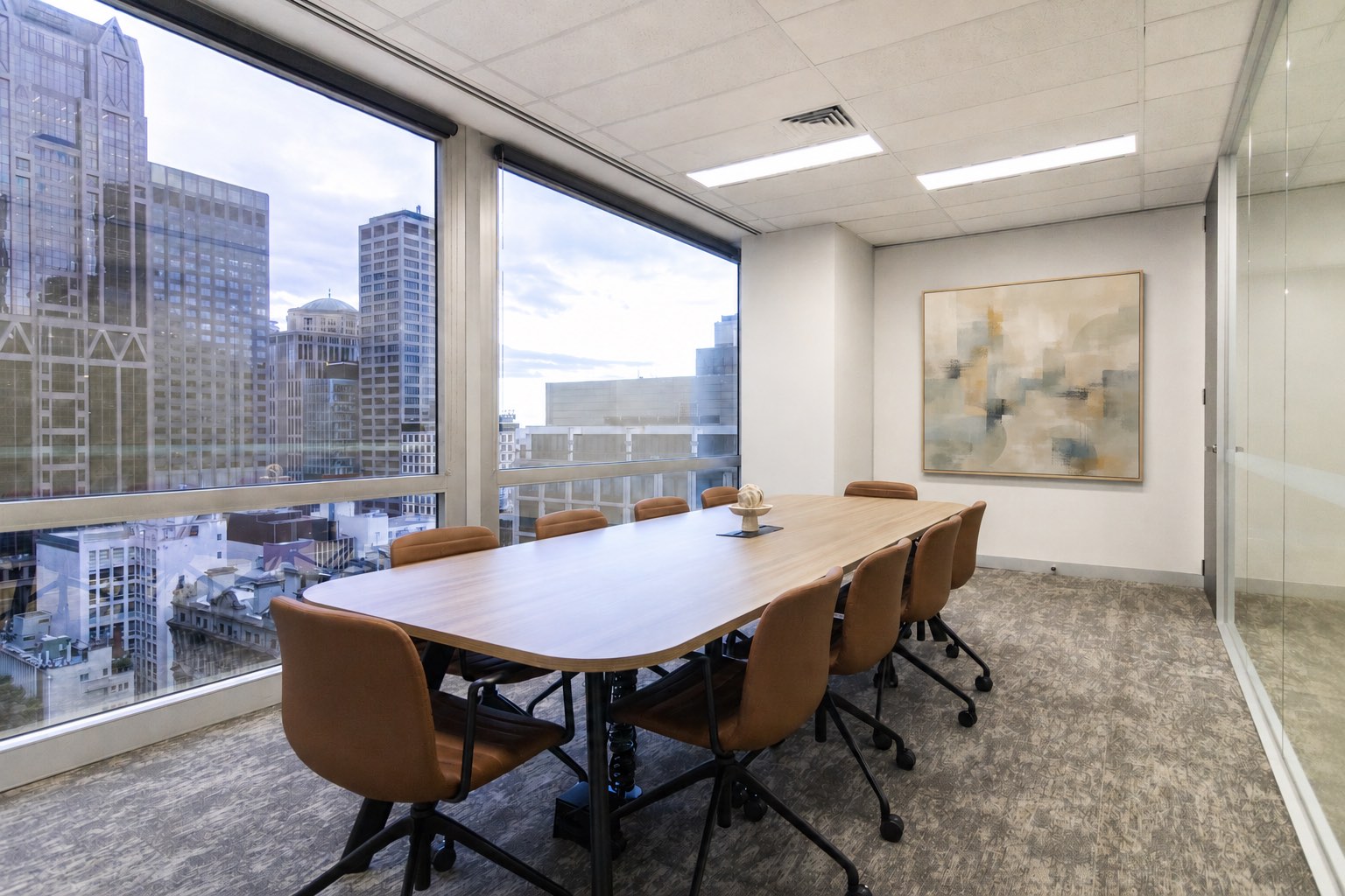 Boardroom of the Level 14 suite with city outlook